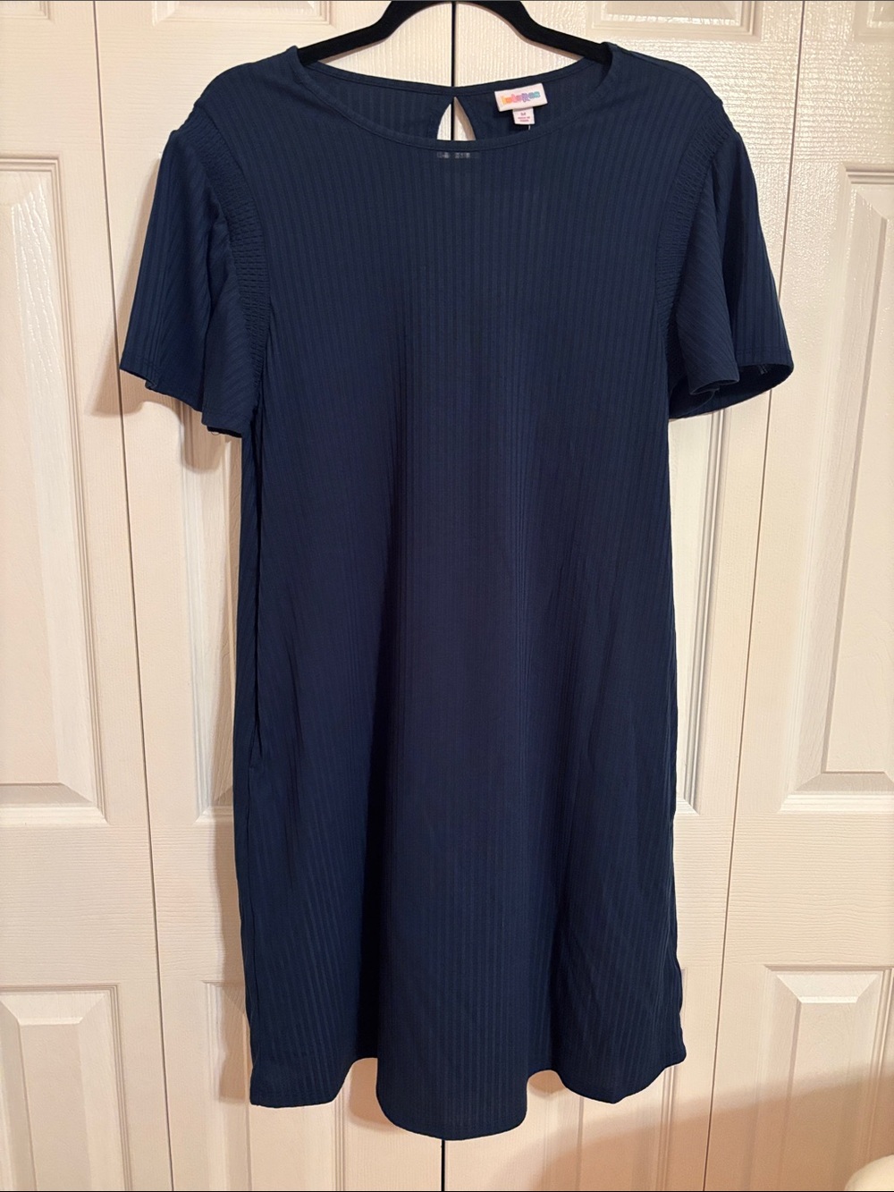 LulaRoe Ribbed Navy Short-Sleeve Dress